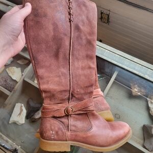 Brown Leather Knee-High Boots